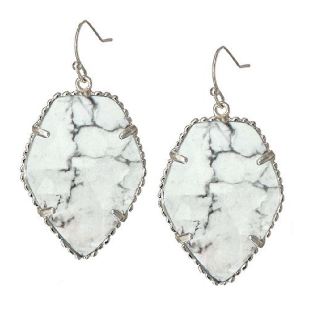 KENDRA SCOTT • Rare Silver Corley White Howlite Earrings with Bag and Box
